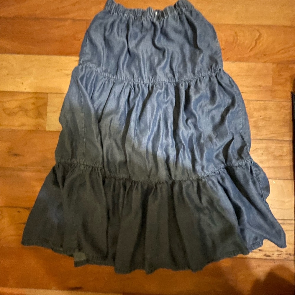 Women's Blue Denim Tiered Skirt